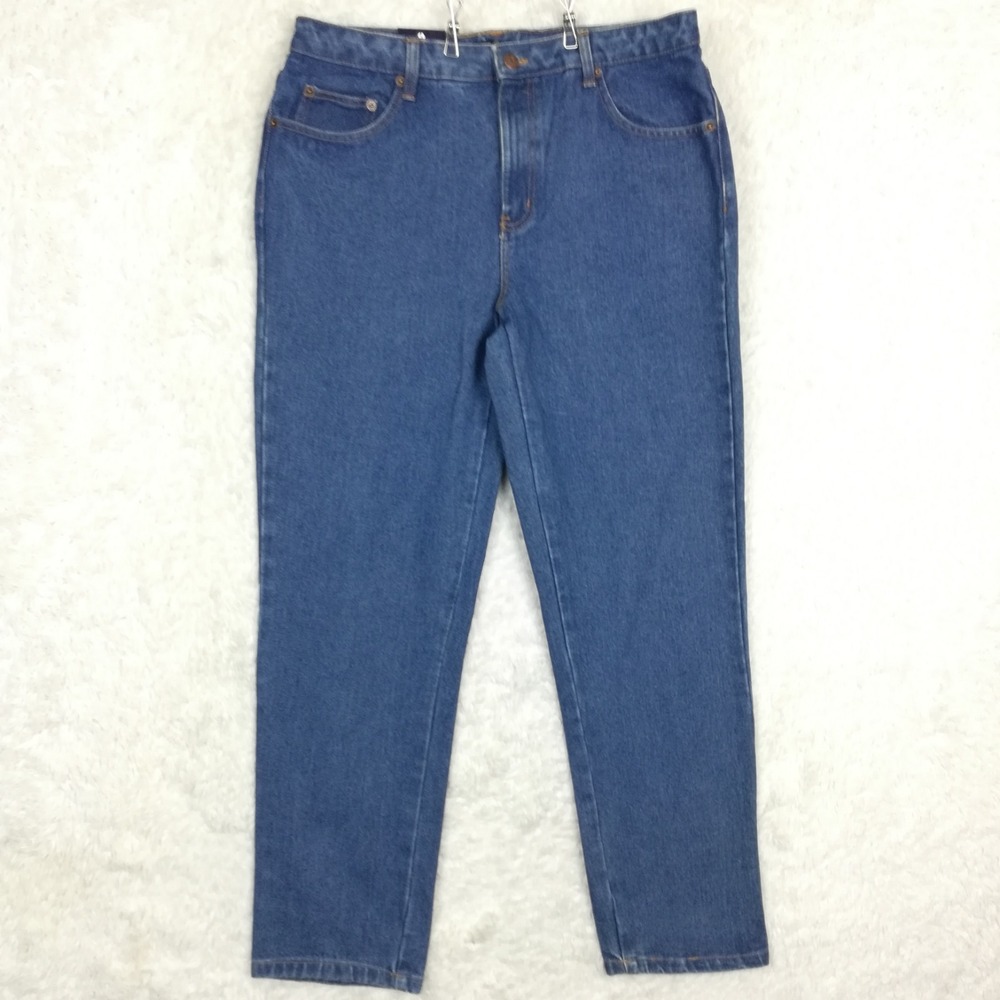 Bill Blass Womens Easy Fit Mom Jeans Blue Denim Medium Indigo Wash High 12 New
